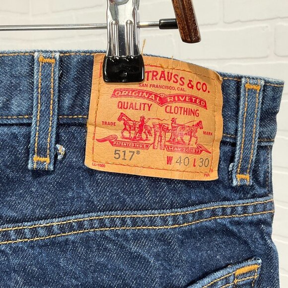 Levis 517 Jeans Men 40Wx30L Blue Bootcut Black Bat Wing Cotton Denim VTG - Picture 3 of 12